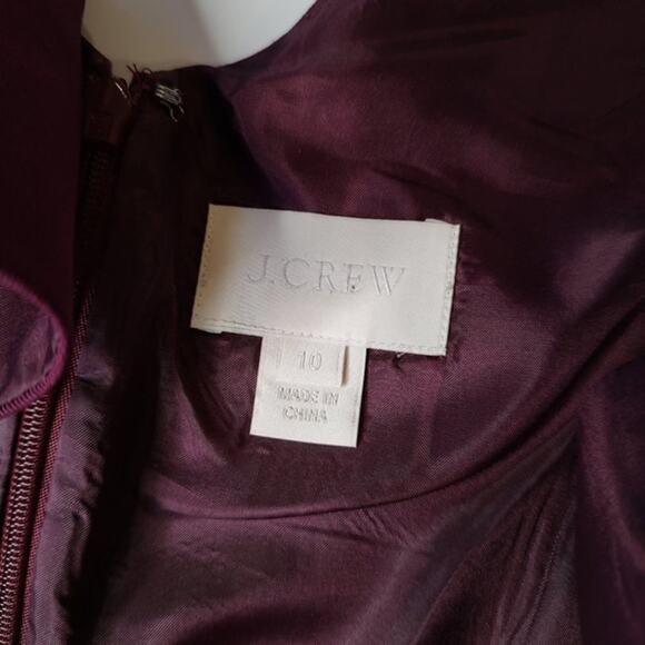 J.Crew Burgundy 'Kami' V-Neck Fit & Flare Dress Classic Faille Size 10 - Picture 7 of 14